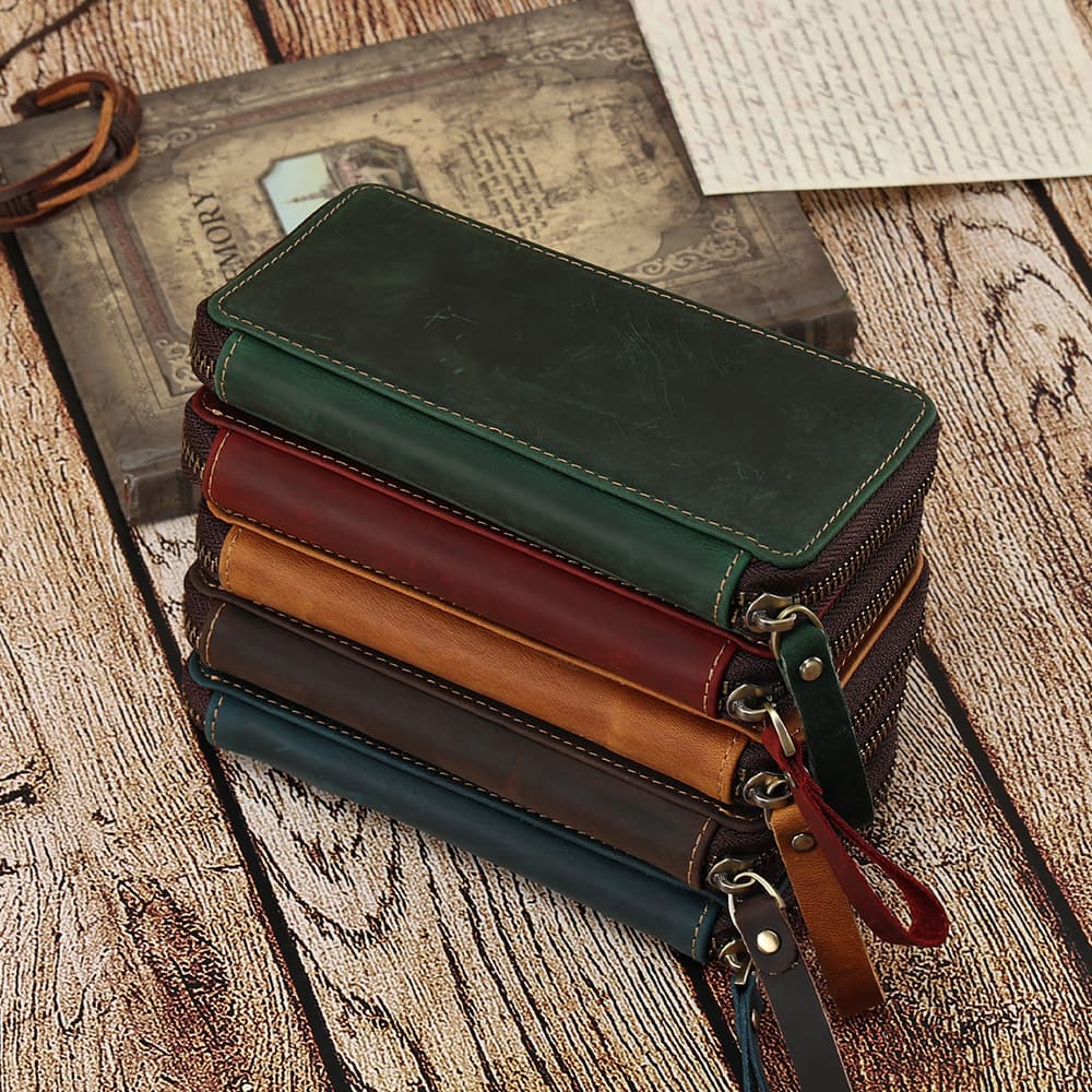 Genuine leather stationery box pencil case wallet thumbnail 3