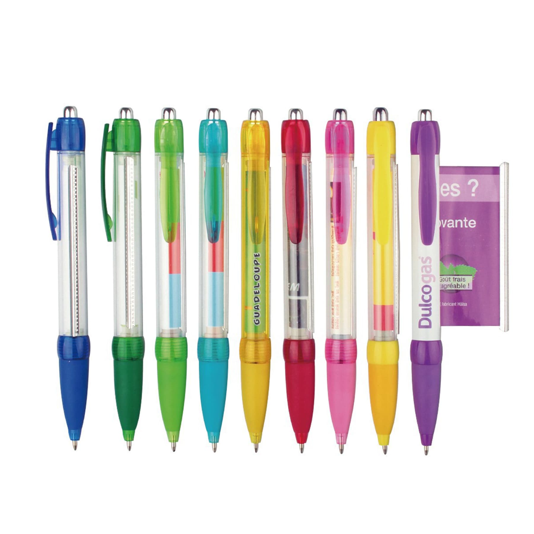 Adventising Plastic Push Ball Point Pen with Printed Paper R thumbnail 4