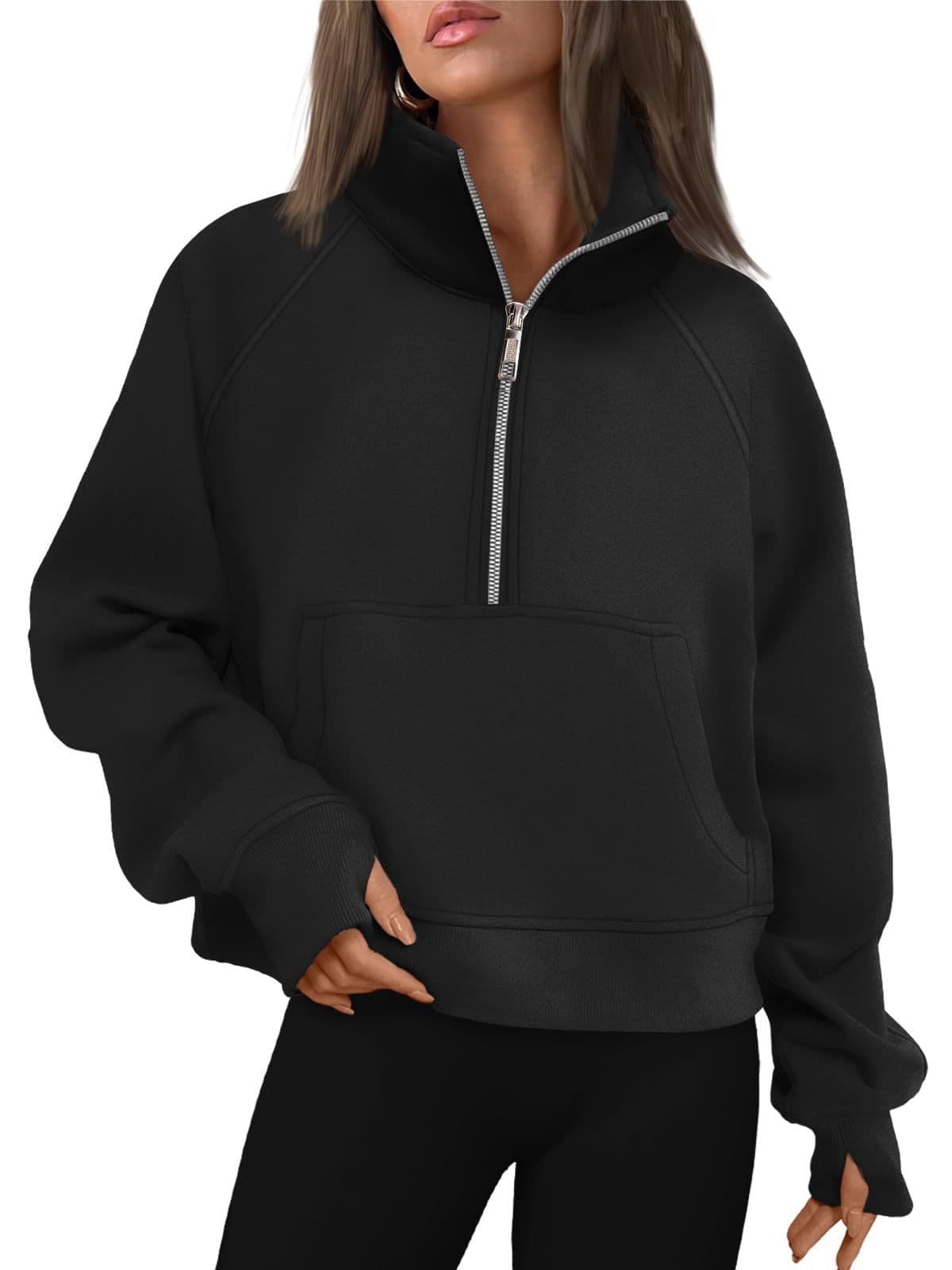Sweatshirts Half Zip Cropped Pullover Fleece Quarter Zipper thumbnail 4