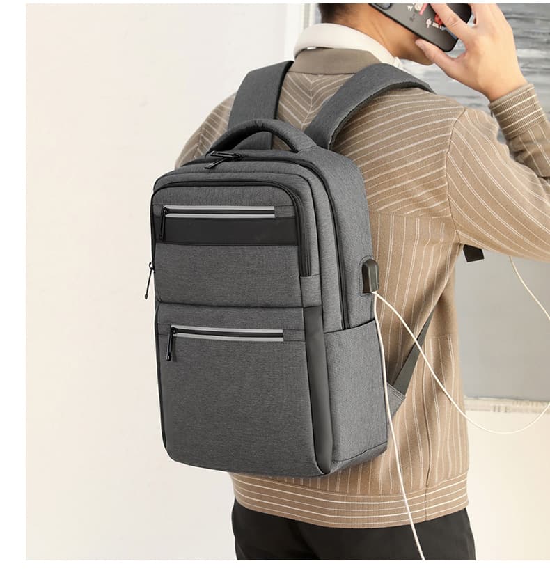 Water Resistant Travel Laptop Backpack With USB Charge Port thumbnail 6