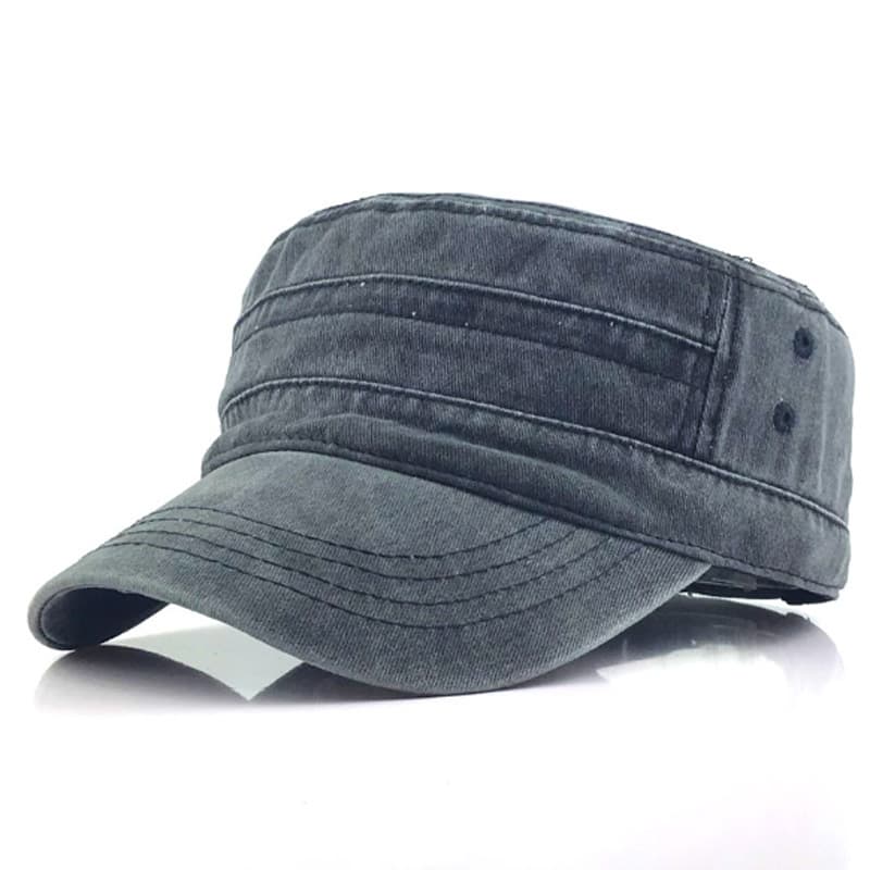 Washed Cotton Hat Distressed Cadet Cap Military Army Style thumbnail 3