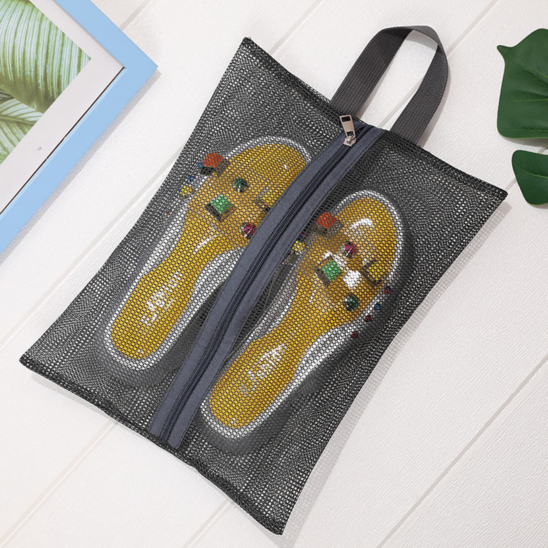 Nylon Mesh Beach Zipper Bag For Slipper