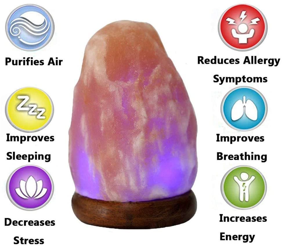 Natural Crystal Salt Lamp with Wood Base thumbnail 4