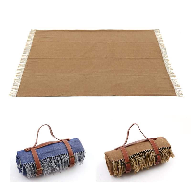 Moisture-Proof Thick Leather Strap Tassel Beach Mat thumbnail 2