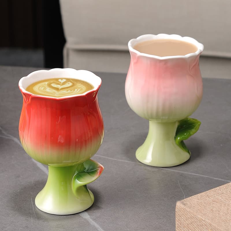 Flower Vintage Wine Goblet Ceremic Glasses thumbnail 3