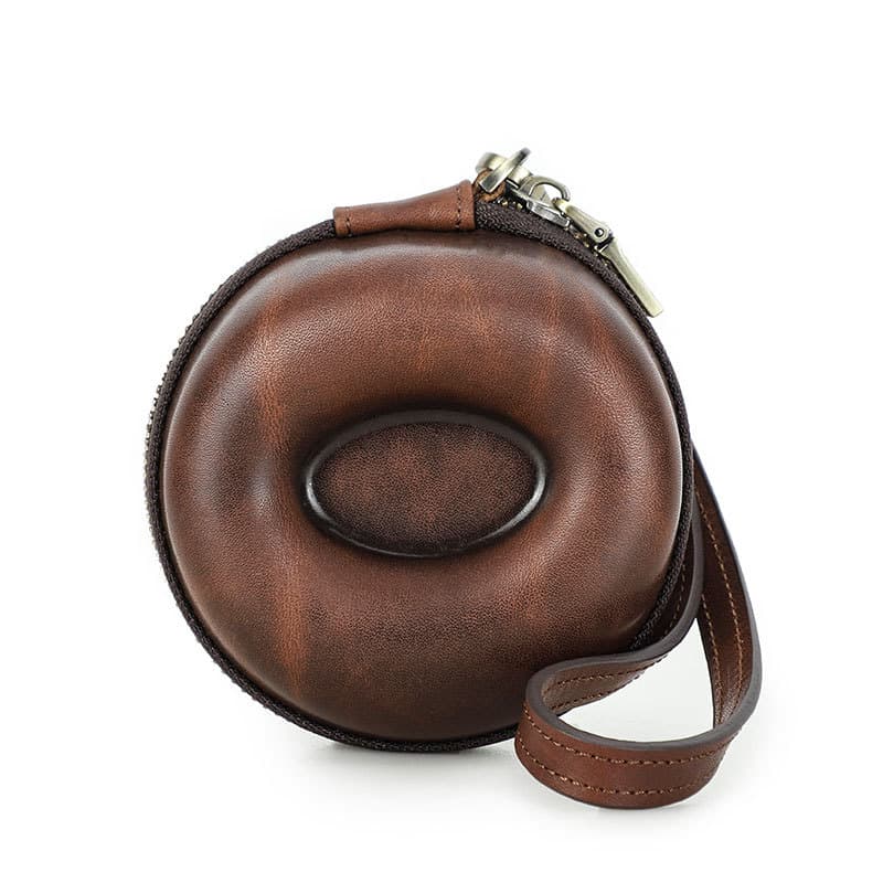 Genuine Leather Round portable watch storage bag thumbnail 6