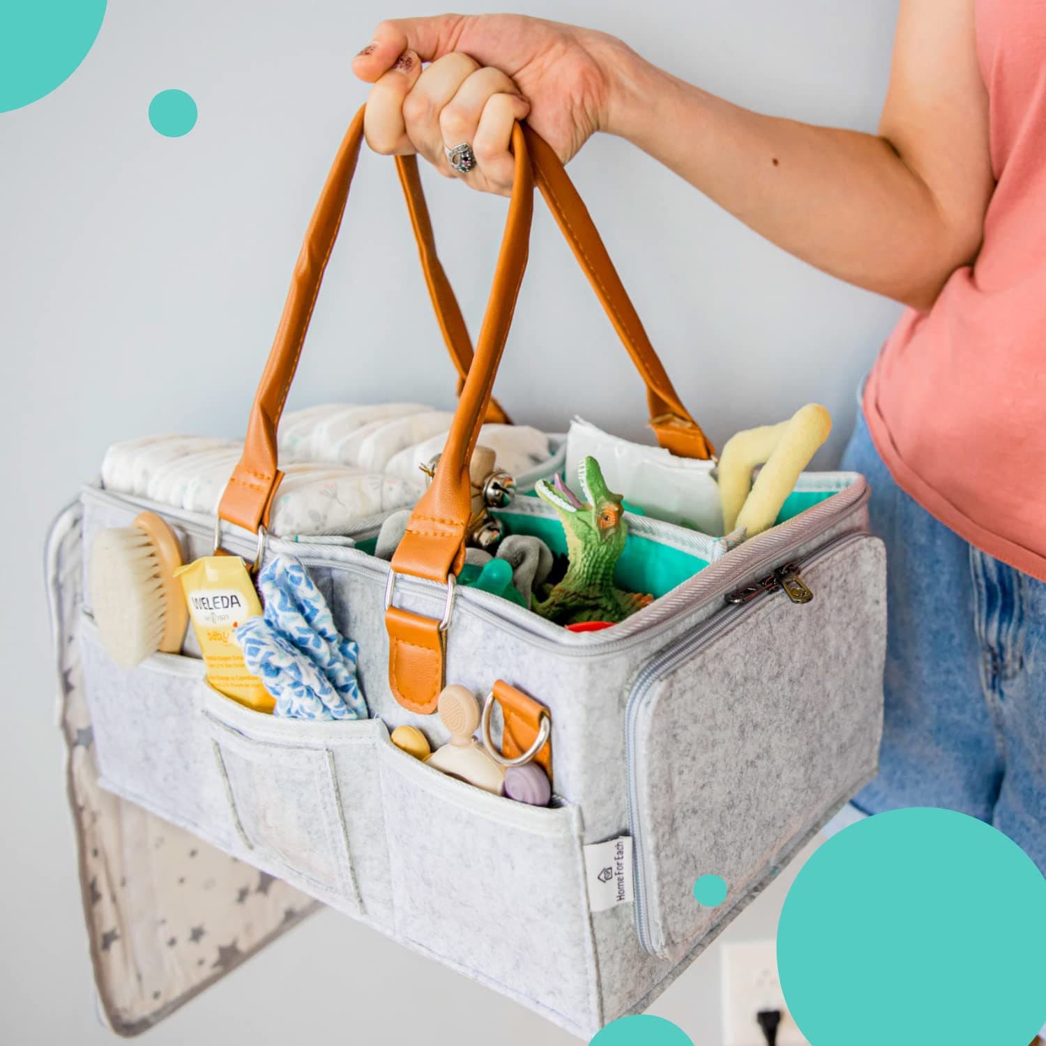 Multiple Compartments Waterproof Baby Diaper Caddy Organizer thumbnail 5