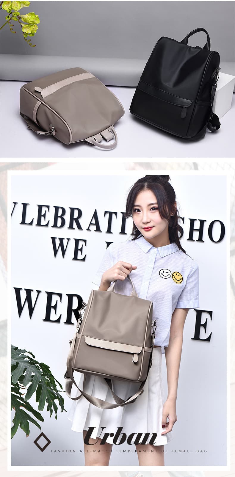 Oxford Cloth Backpack Purse for Women