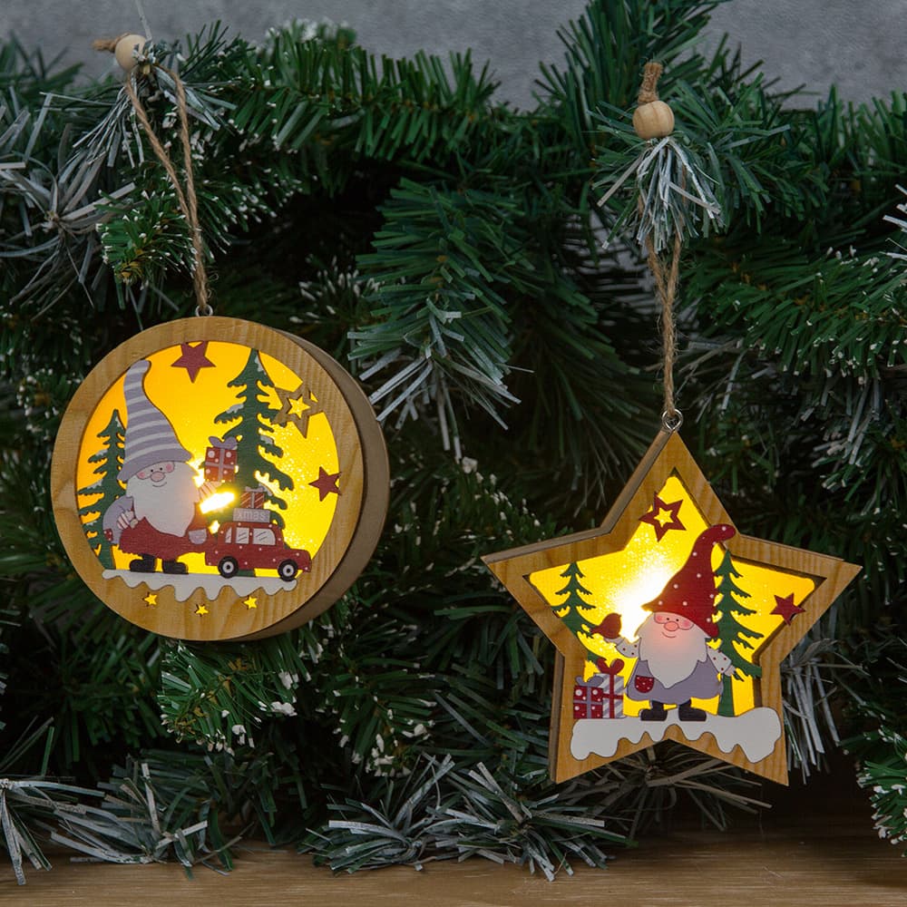 Christmas Wood Cutouts Pendants With Led Lights thumbnail 7