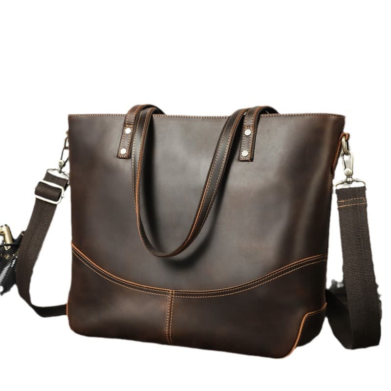 Genuine Leather Large handheld Laptop Cross-body Bag thumbnail 5