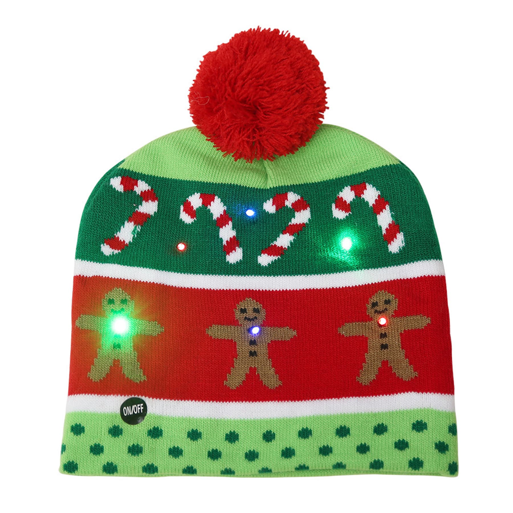 LED Christmas Kintted Beanie Cap with Pom thumbnail 5