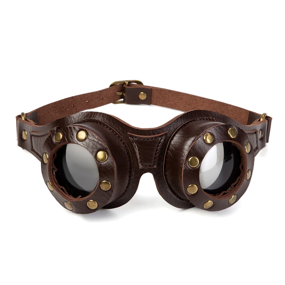 Faux Leather Gothic Motorcycle Eye Protection Glasses thumbnail 4