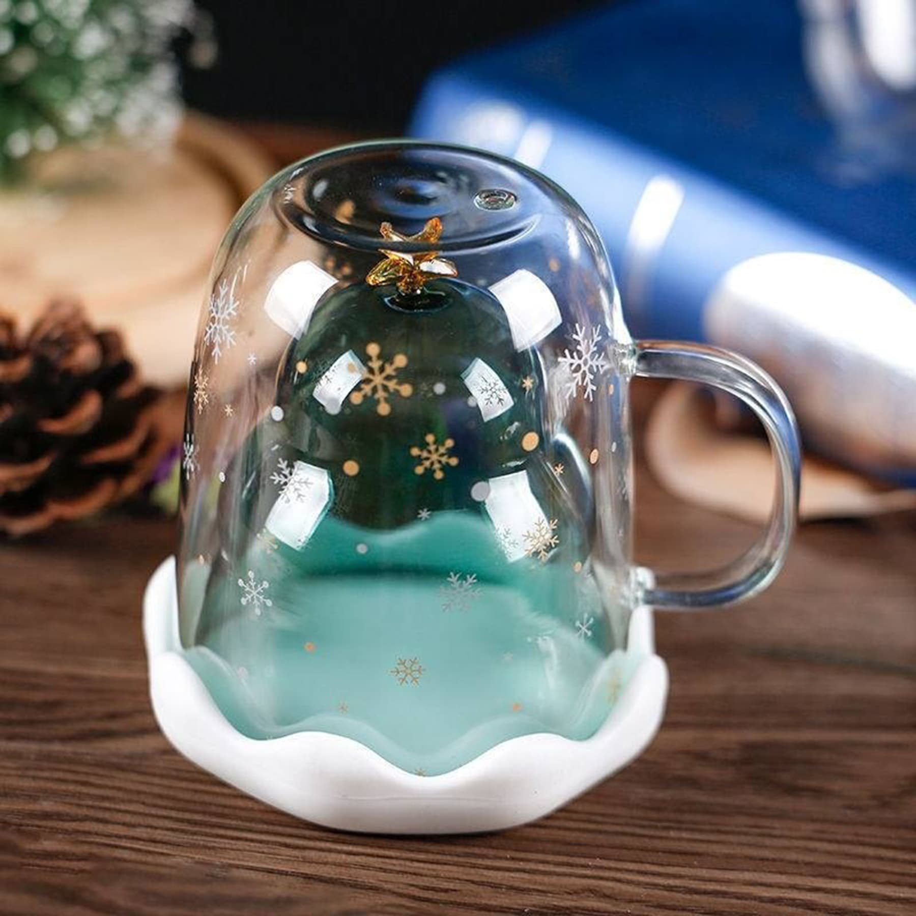 10 Oz Double Wall Christmas Glasses Coffee Mug thumbnail 3