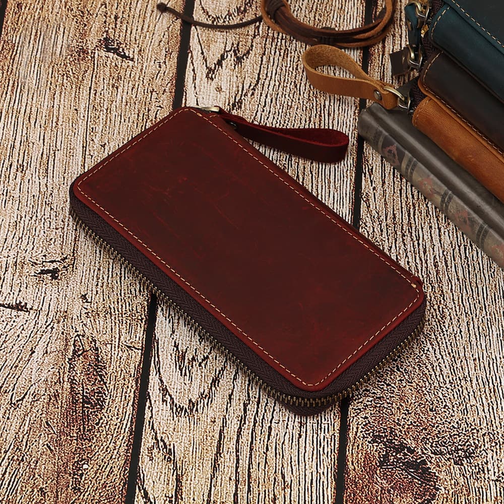 Genuine leather stationery box pencil case wallet thumbnail 4