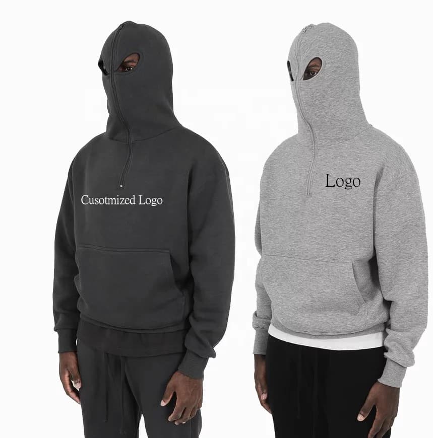 Full Face Zip Up Hoodie With Eye Holes Sweatshirt thumbnail 5