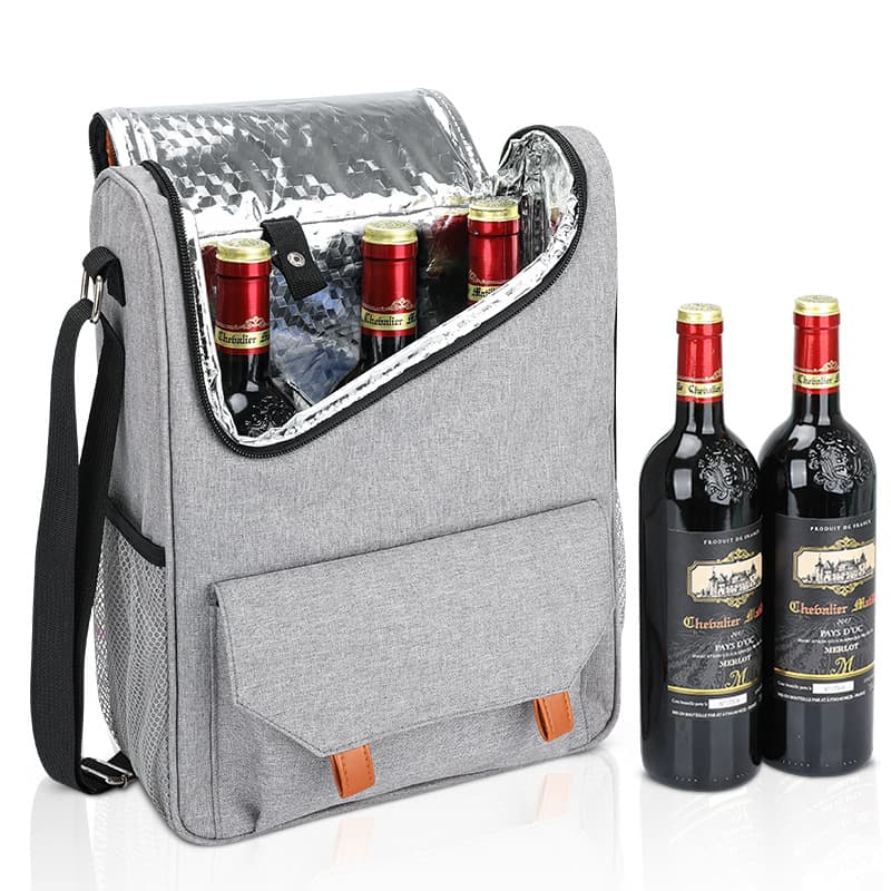 Custom Portable Three Bottles Red Wine Cooler Insulated Bag thumbnail 2