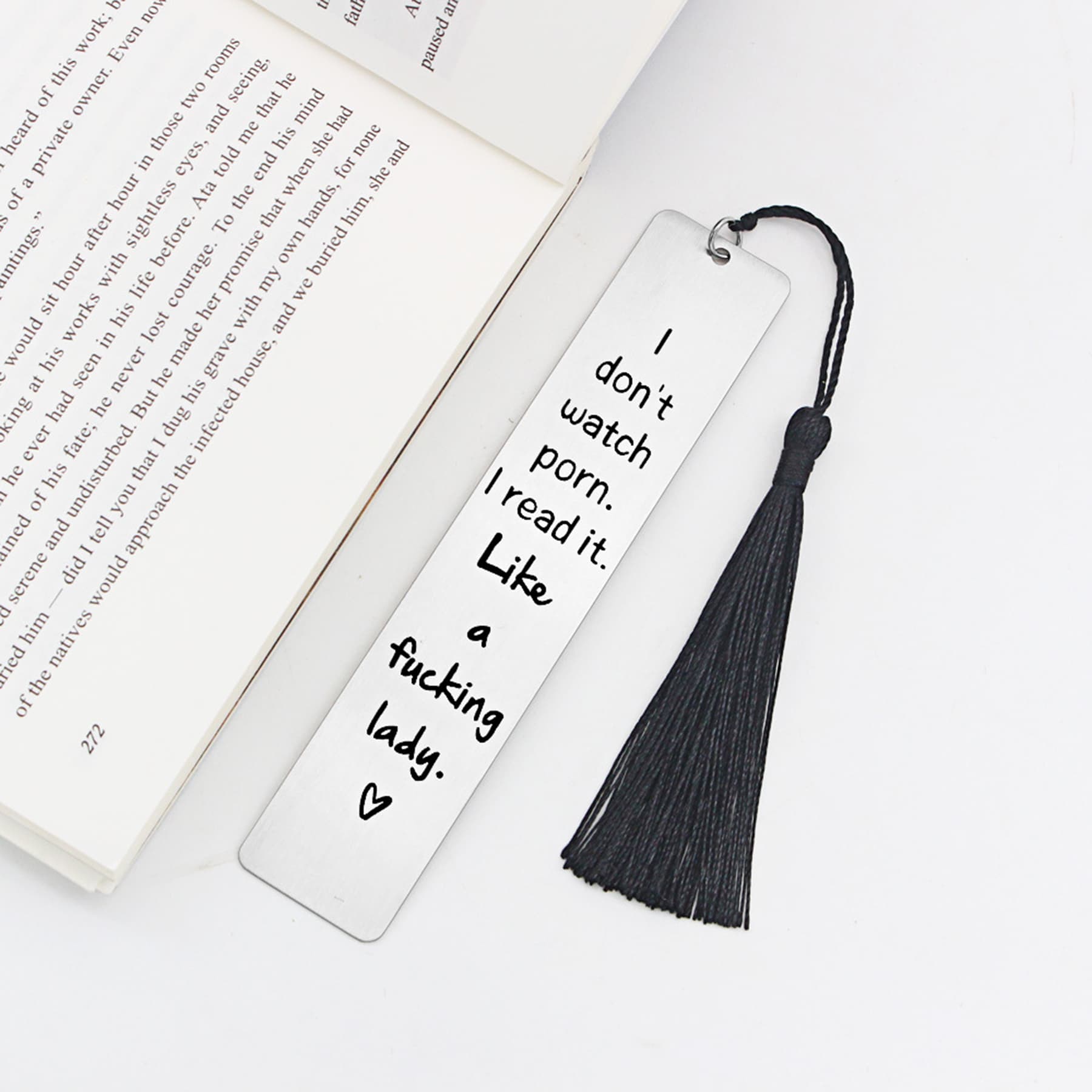 Rectangle Stainless Steel Bookmark with Tassel