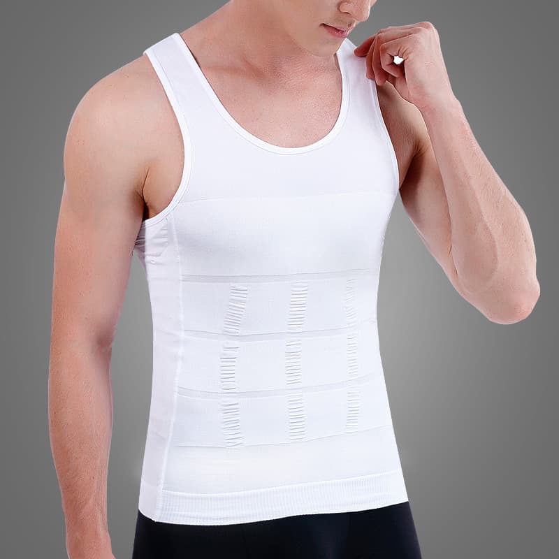 Men Body Shaper Slimming Vest Tight Compression Shirt thumbnail 2