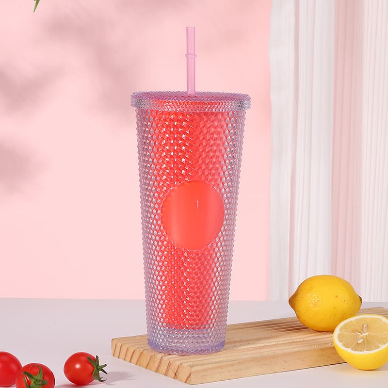24oz Barbie Pink Plastic Durian Straw Cup thumbnail 3