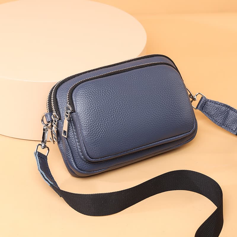 Real Leather Double layer pockets Crossbody Bag thumbnail 2