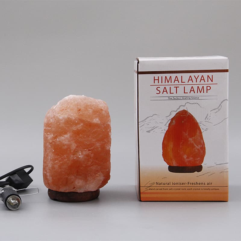 Natural Crystal Salt Lamp with Wood Base thumbnail 2