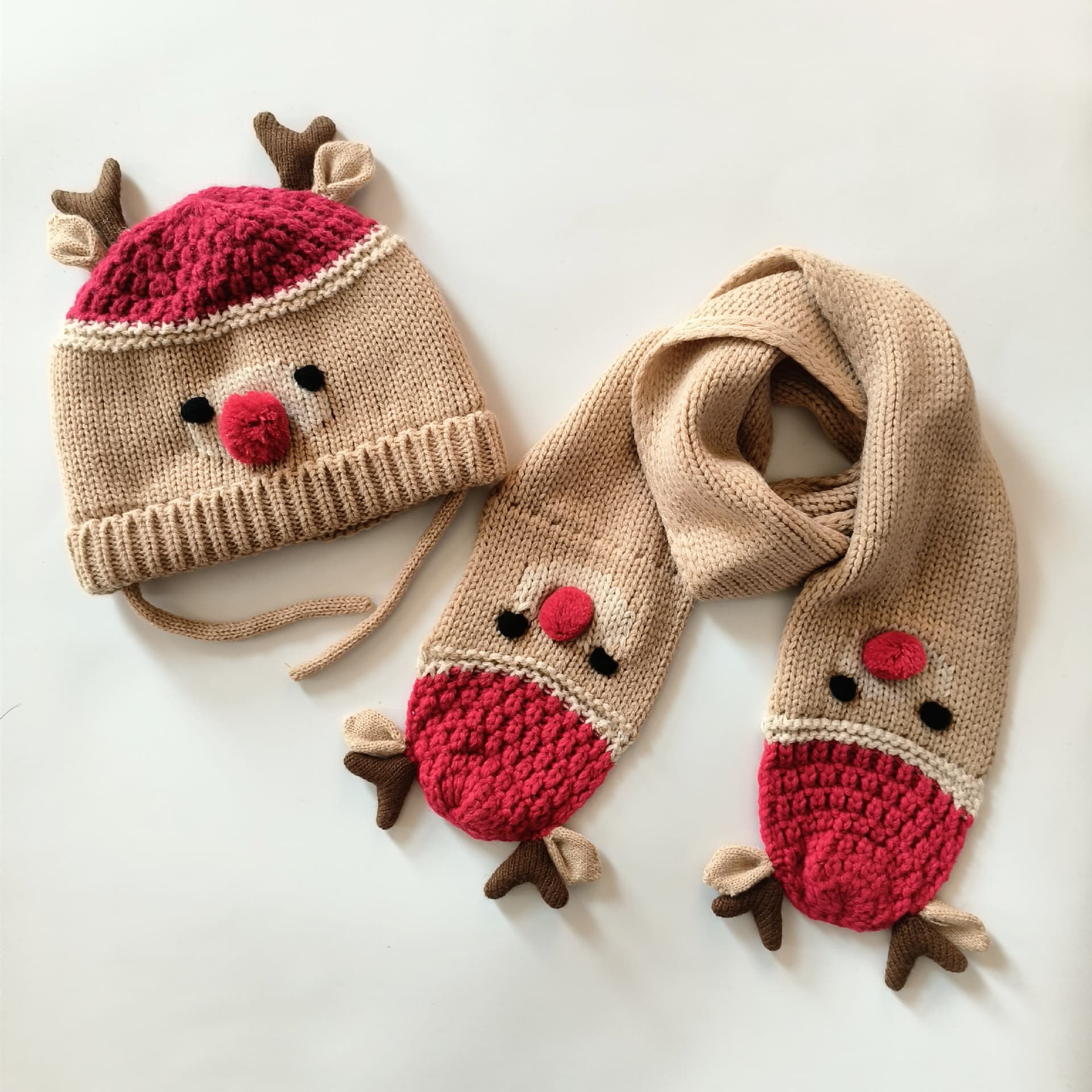 Kids Toddler Knit Elk Antlers Hat Scarf Set for Christmas thumbnail 5