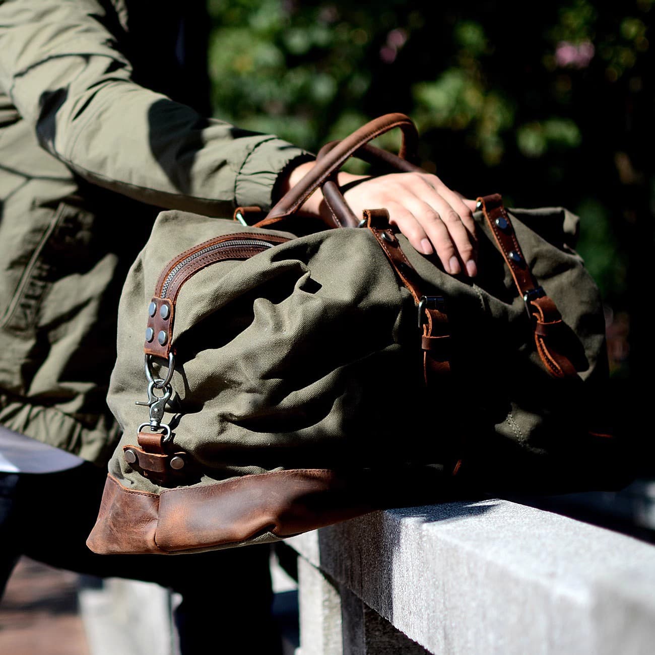 Canvas Waxed Vintage Wear resistant Storage Duffel Bag thumbnail 7