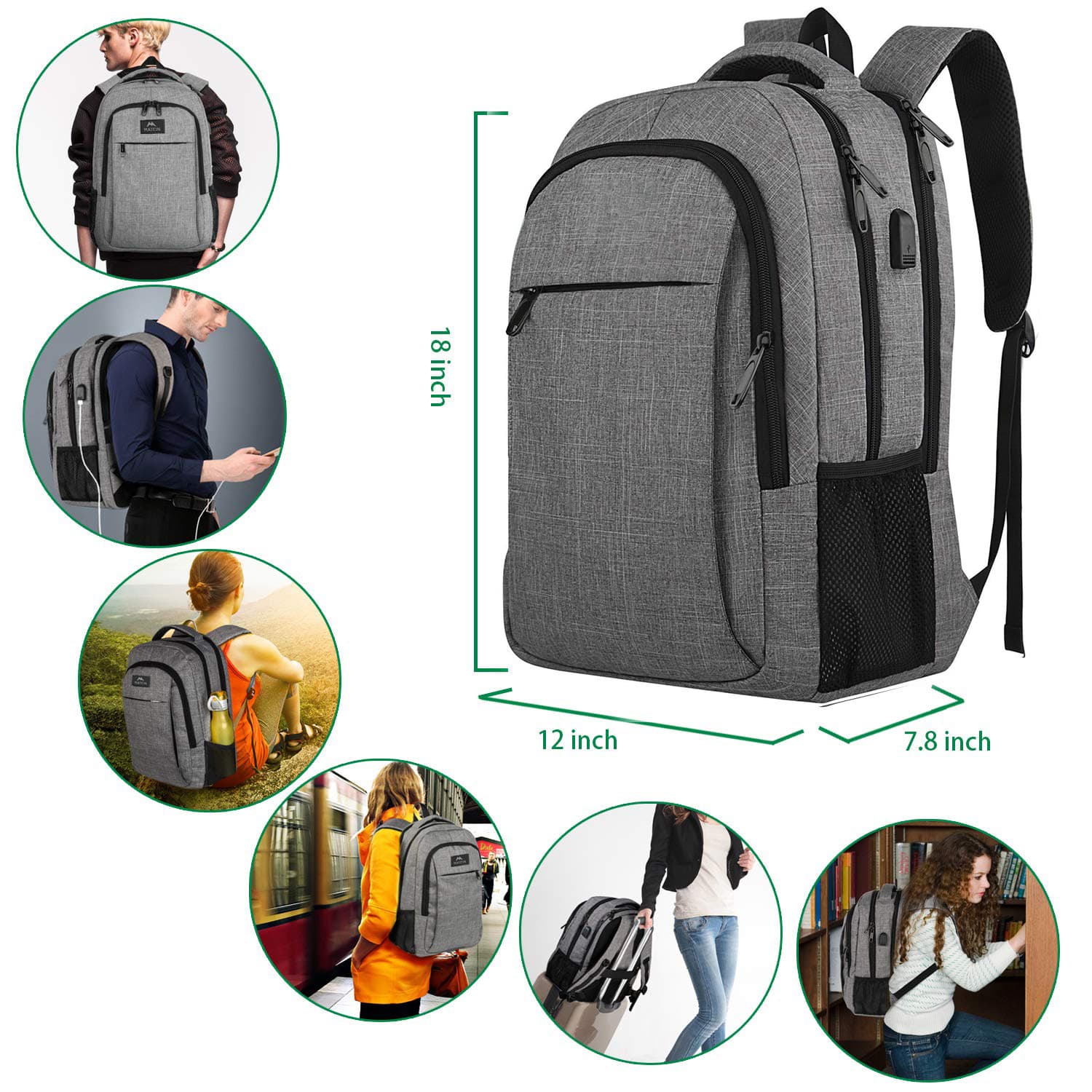 Business Anti Theft Slim Travel Backpacks With Charging Port thumbnail 2