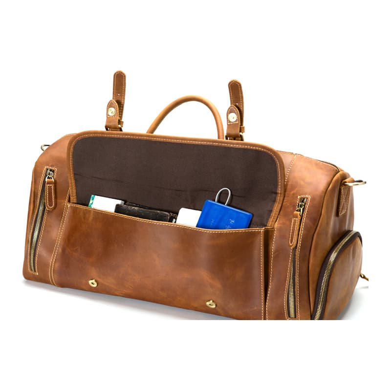 Vintage Leather Travel Duffle Luggage Bag thumbnail 2