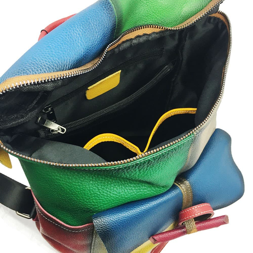 Genuine Leather Vintage contrast backpack thumbnail 3