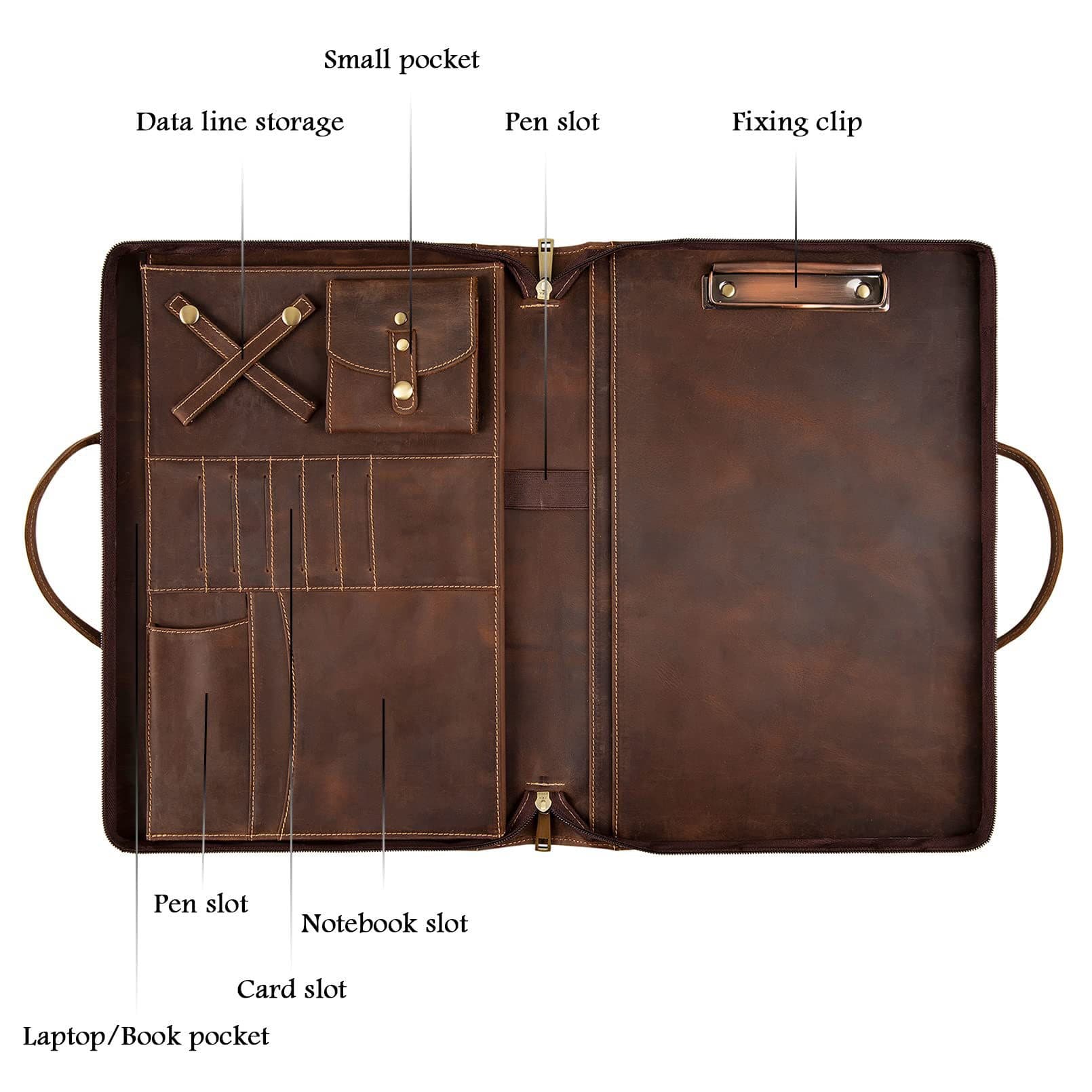 Personalized Genuine Leather Portfolio with Handle thumbnail 4