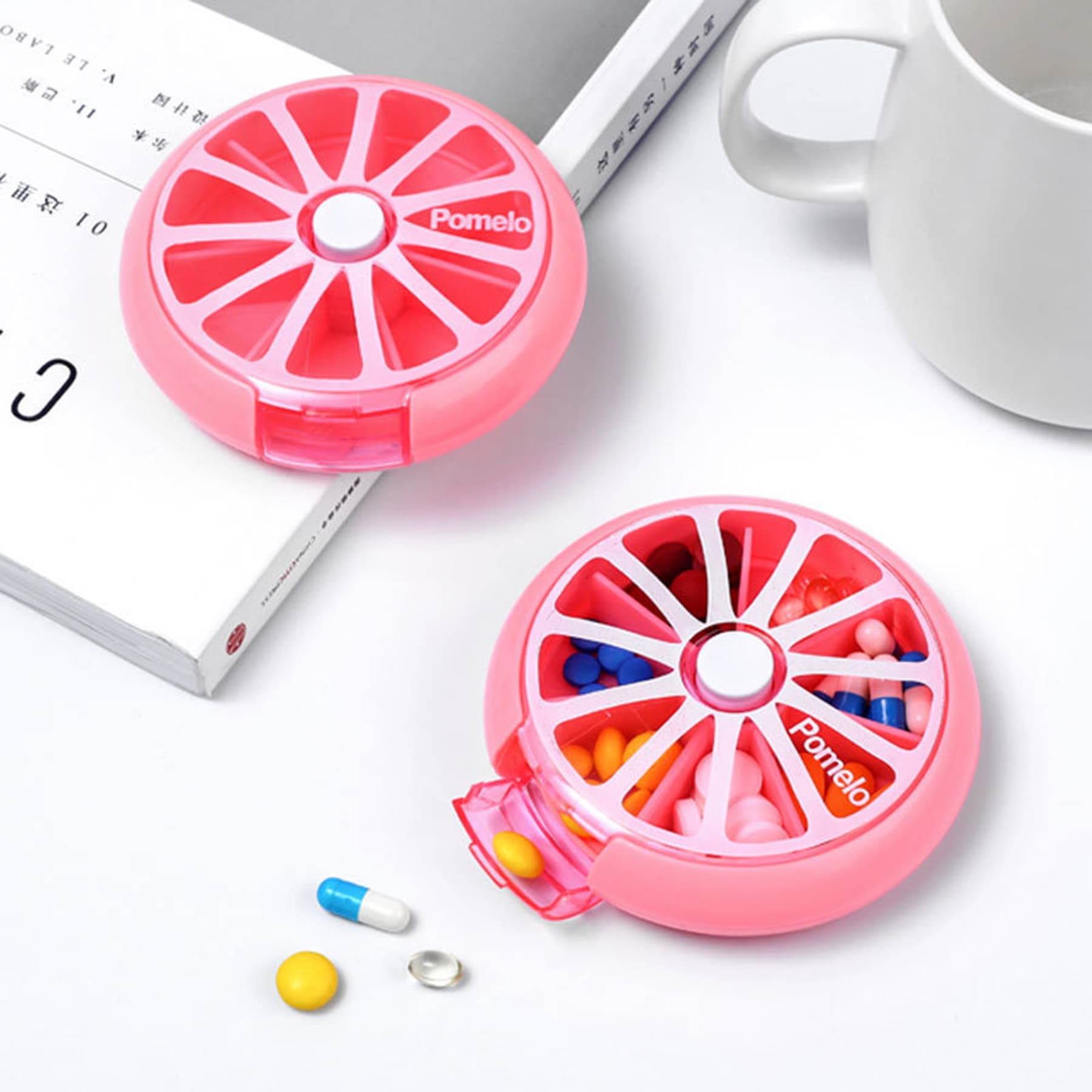 Rotatable 7-Slot Round Pill Box Medicine Case thumbnail 12
