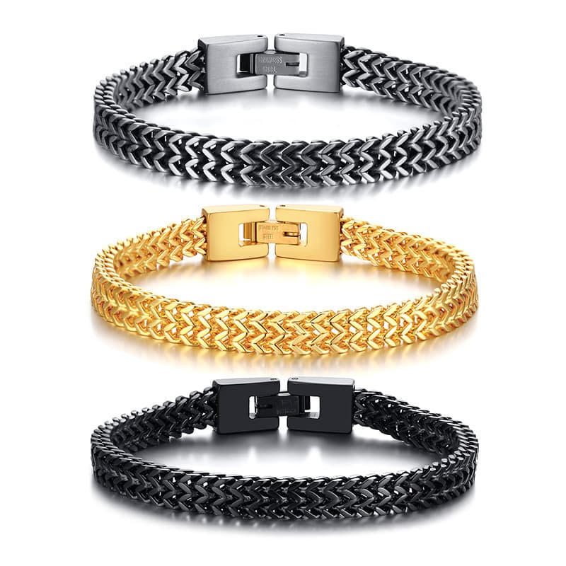 Men’S Stainless Steel Double Franco Chain Bracelet thumbnail 7