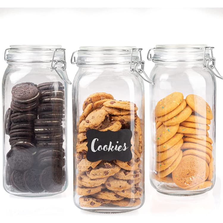 73Oz Glass Food Storage Jars With Airtight Clamp Lids thumbnail 2
