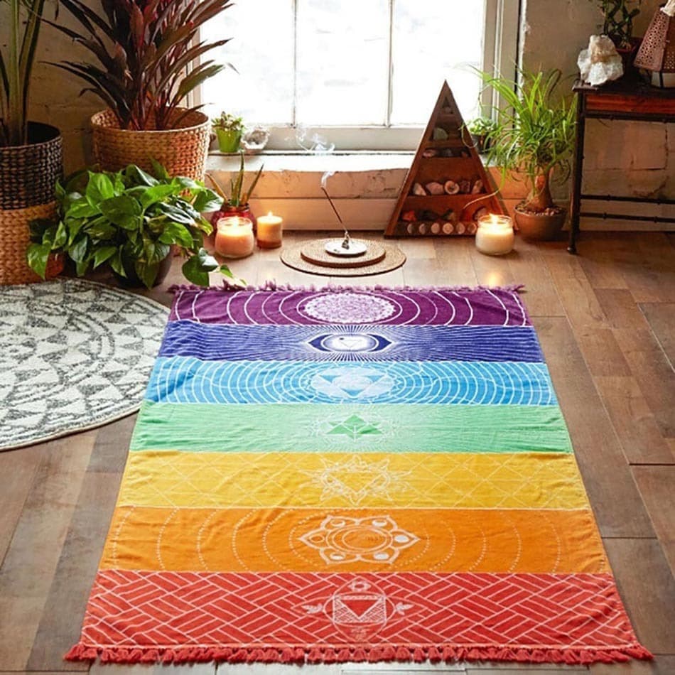 Colorful Yoga Mat Mandala Tapestry Bath Towel thumbnail 4
