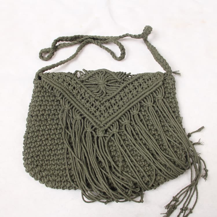 Jute Straw cotton tassel shoulder cross-body bag thumbnail 7