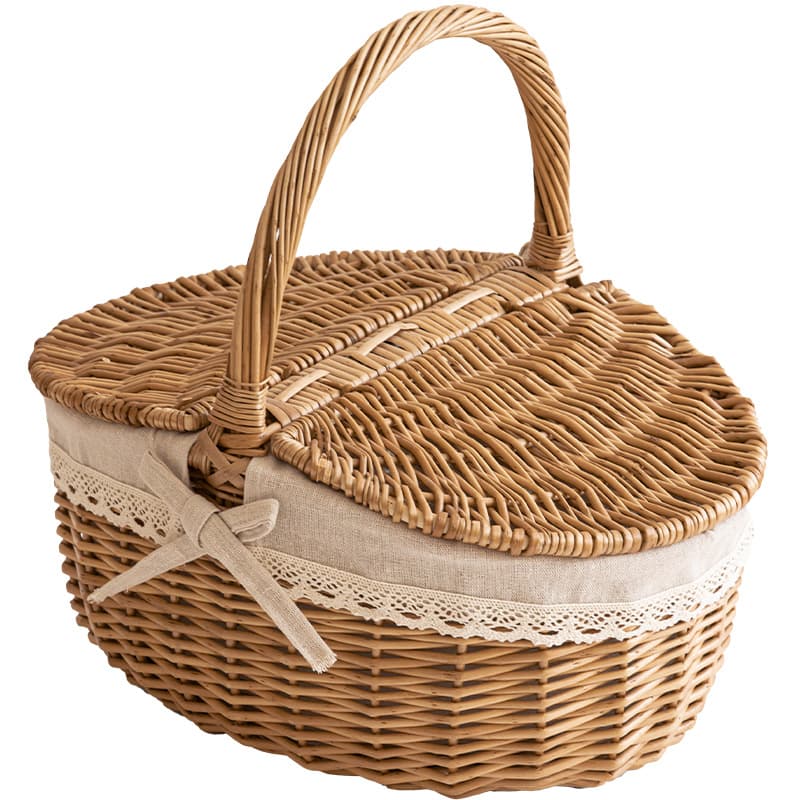 Natural Willow Woven Picnic Basket thumbnail 2