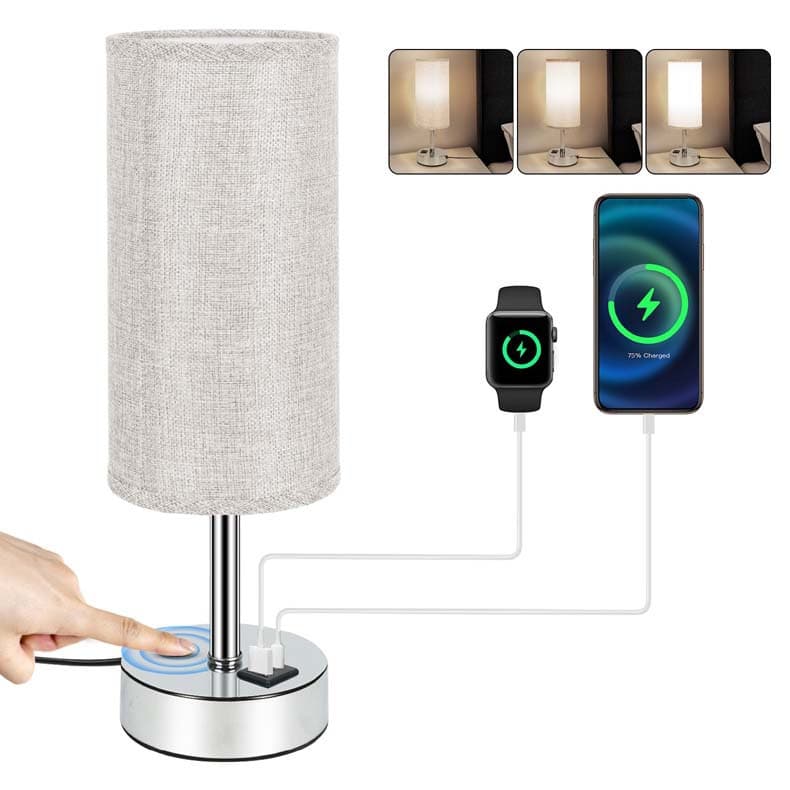 Three-Stage Touch Table Lamp With Circular Cloth Cover thumbnail 2