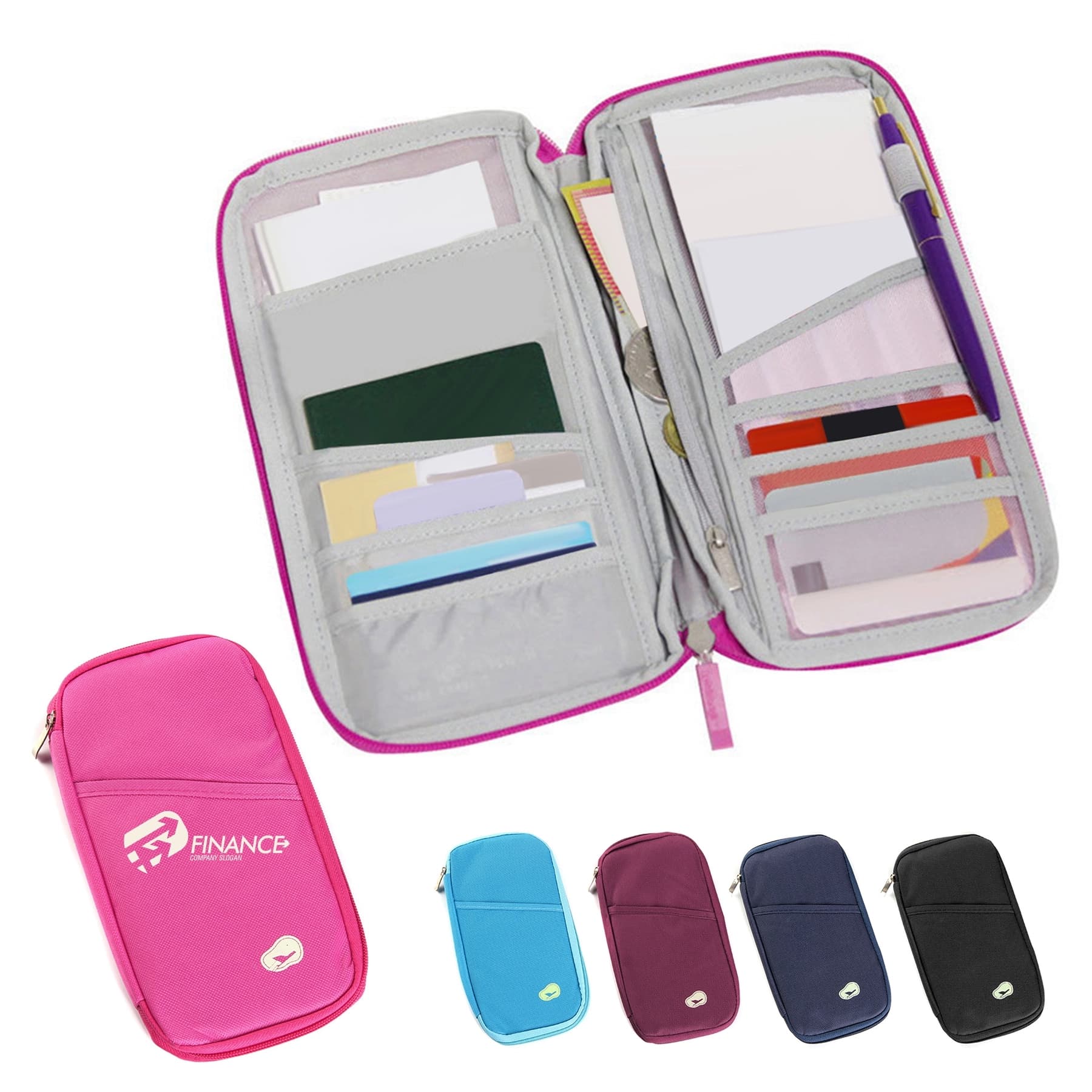 Solid Polyester Zipper Card Holder
