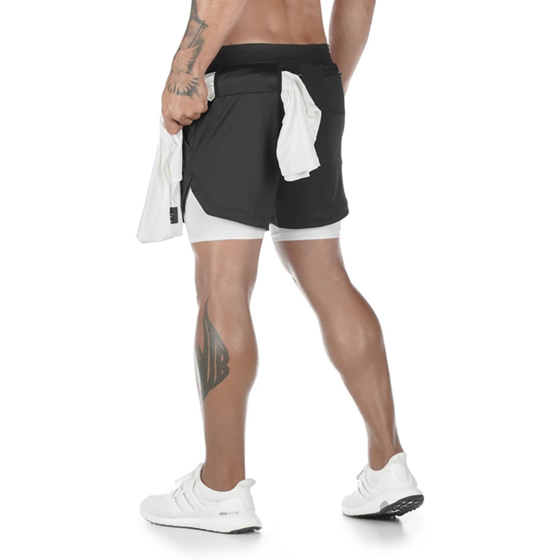 Men'S 2 In 1 Sport Quick Dry Short Pants With Phone Pocket thumbnail 11