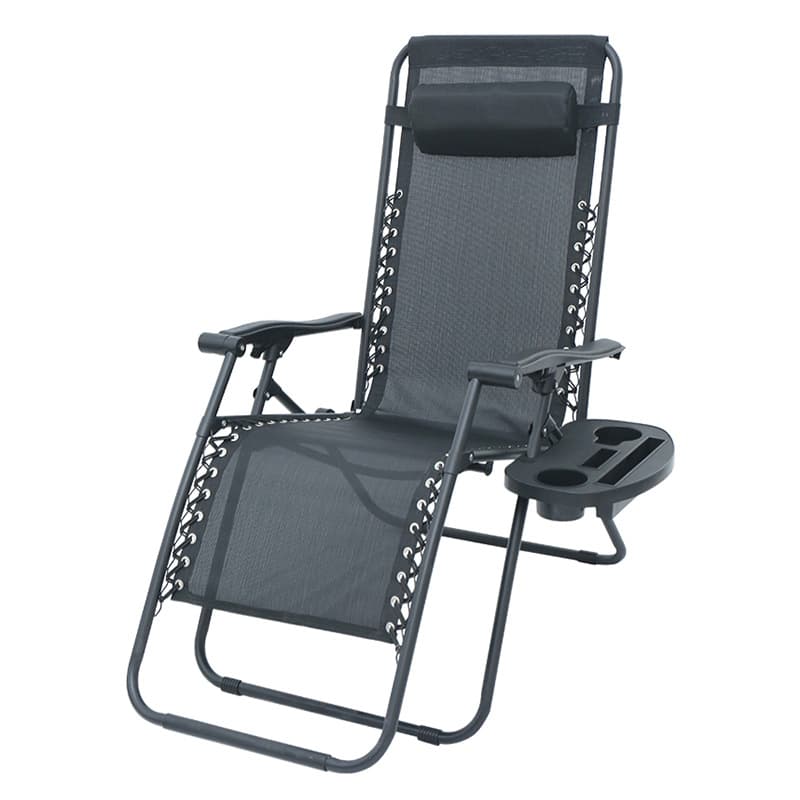 Adjustable Folding Lounge Chair With Table And Pillow thumbnail 2