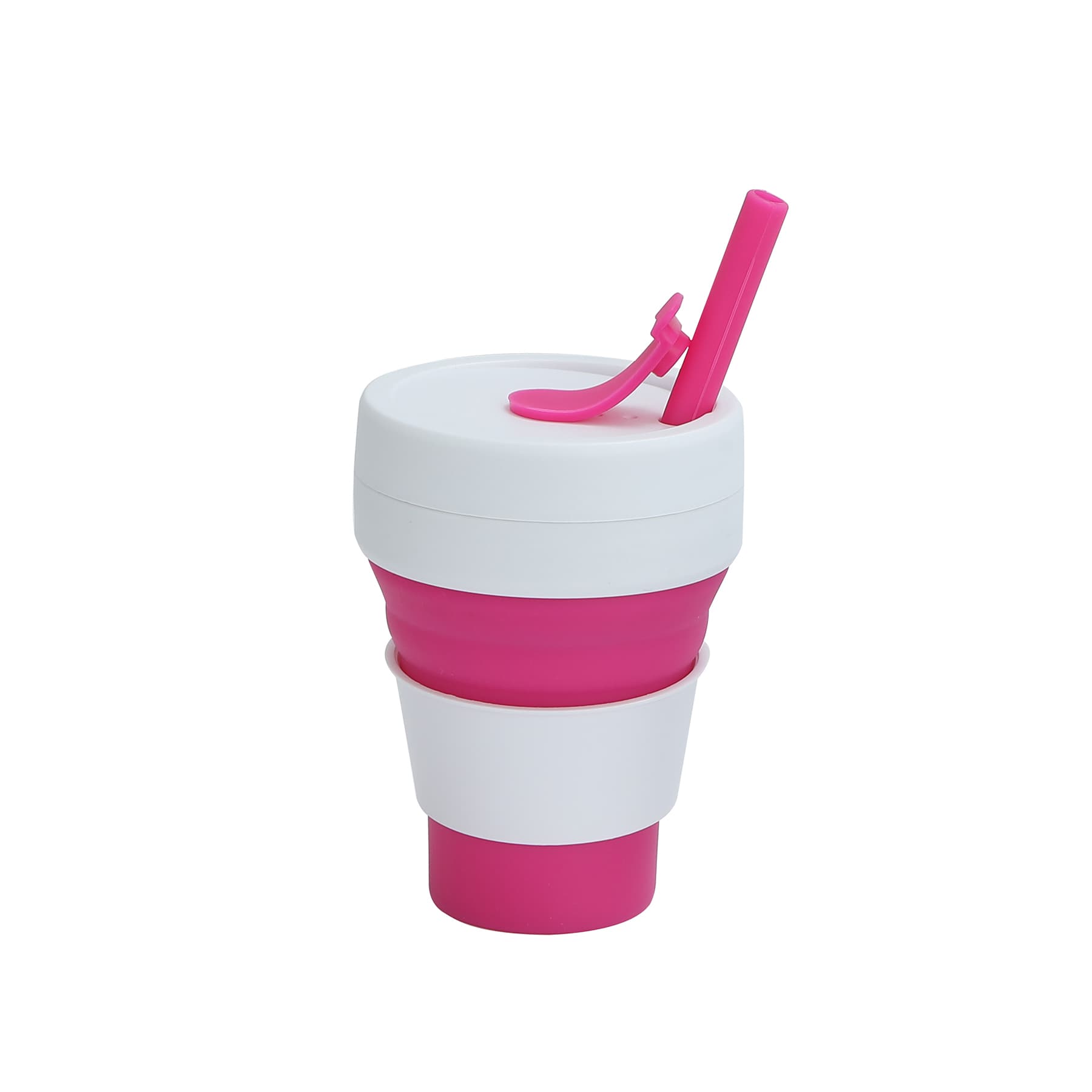 12 OZ Collapsible Foldable Silicone Travel Cup with Straw thumbnail 2