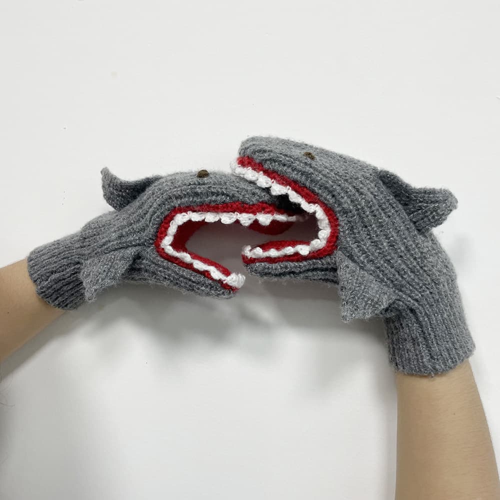 Polyester Mittens Knitted Shark Gloves thumbnail 4