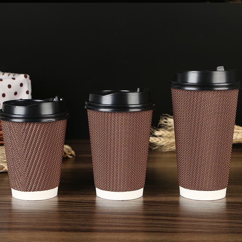 12oz Disposable Double-Wall Paper Drinks Cup With Lids