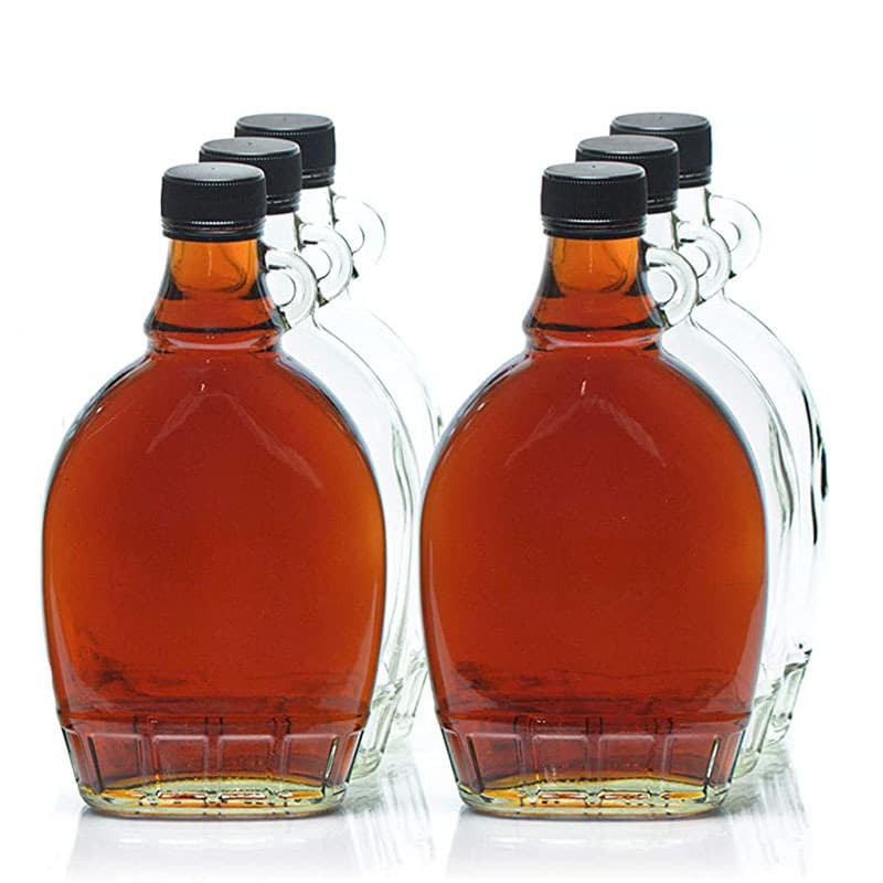 Clear Glass Syrup Bottles W/B Ribbed Lined Cap thumbnail 5