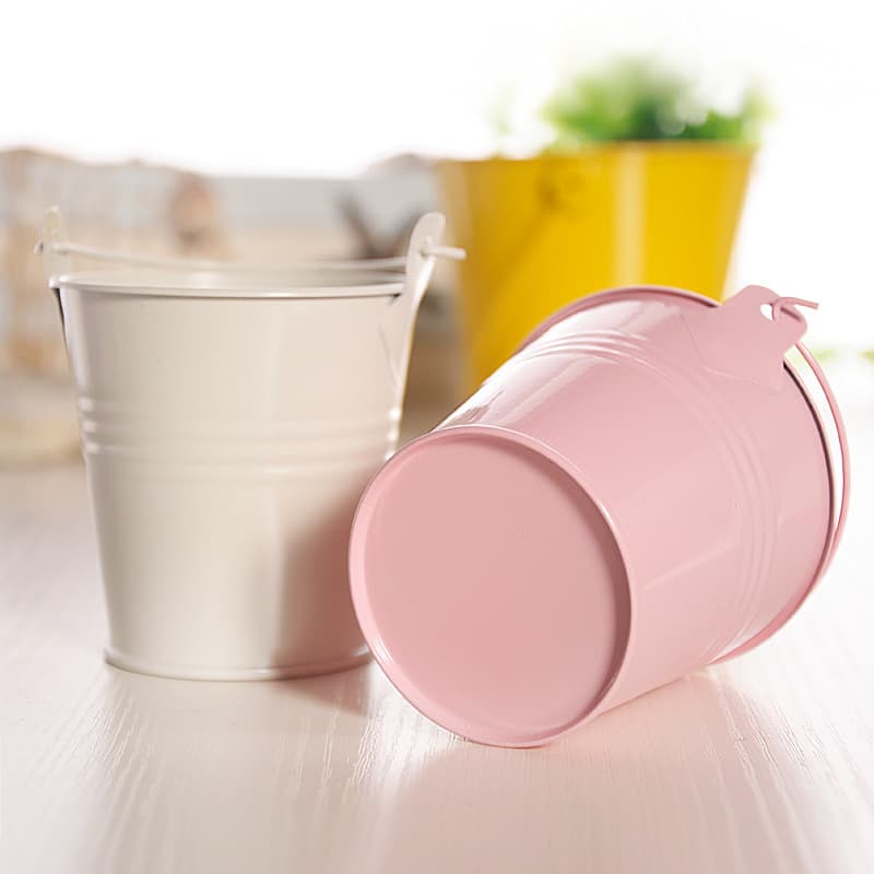 Small Metal Buckets with Handle Multi Colored