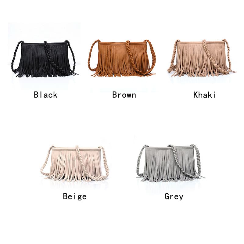 PU Hand-woven tassel shoulder cross-body bag thumbnail 4