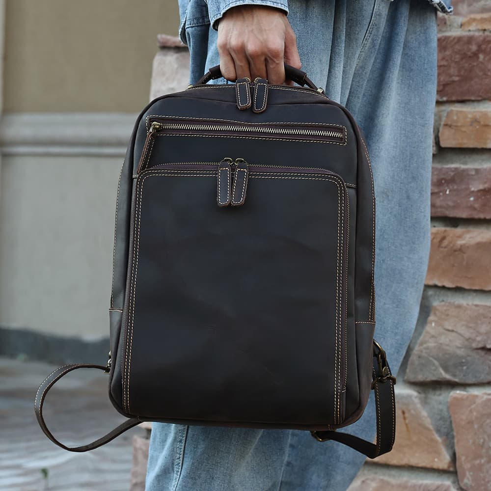 Genuine Vintage Leather Backpack For Men 15.6″ Laptop Bag thumbnail 4