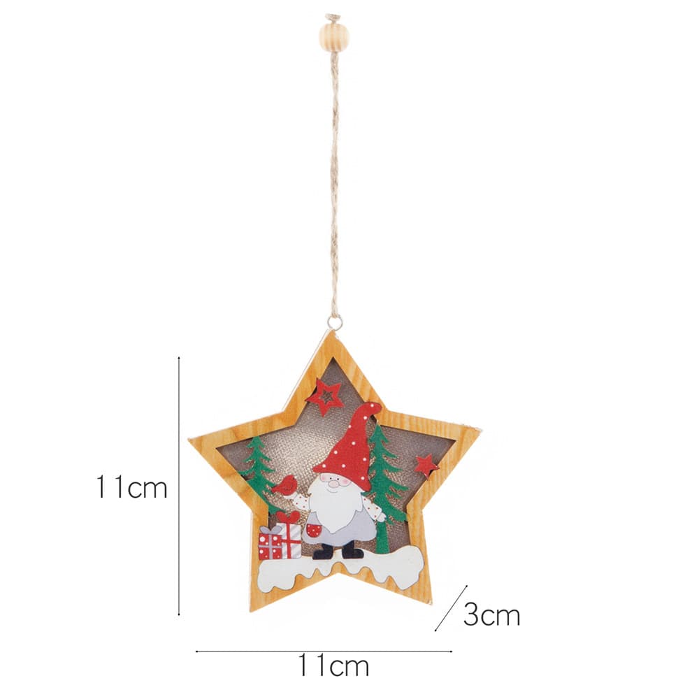 Christmas Wood Cutouts Pendants With Led Lights thumbnail 4