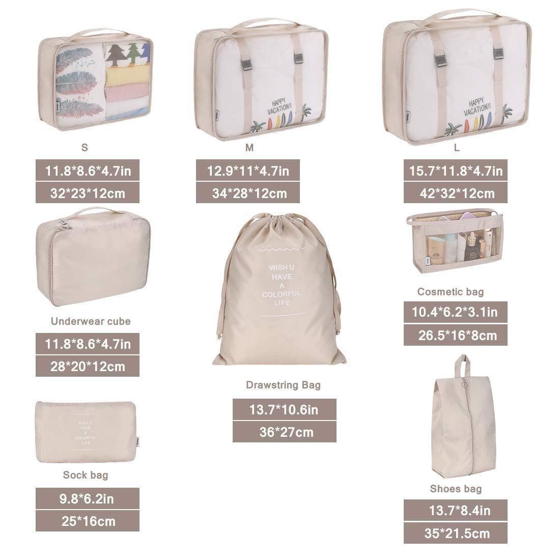 8 Set Packing Cubes Organizers thumbnail 3